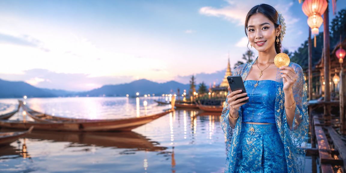 Inle ကန်အနားမှာ ဖုန်းဂိမ်းကစားနေသူ